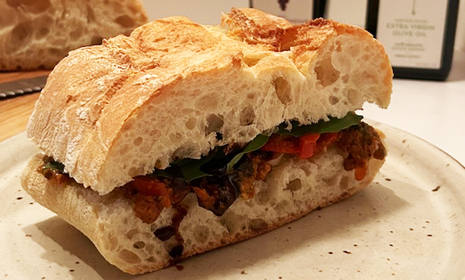 Eggplant caponata sandwich