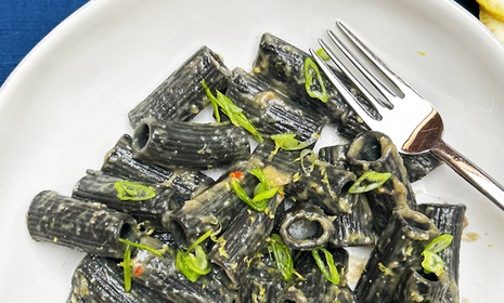 Squid ink pasta recipe with miso lemon butter sauce