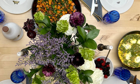 wild mushroom frittata, brunch table