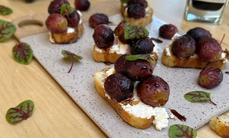 Roasted Grape and Ricotta Crostini