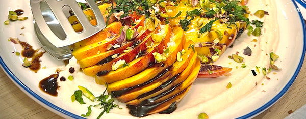 Grilled Eggplant and Peaches recipe