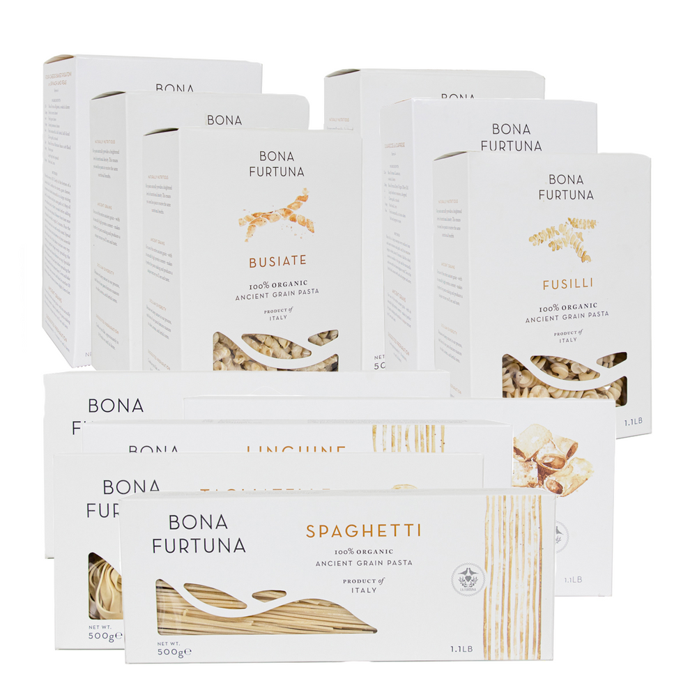 Bona Furtuna Complete Pasta Collection - Busiate, Fusilli, Spaghetti, Tagliatelle, Paccheri, Rigatoni, Linguine, and Ditalini Pasta