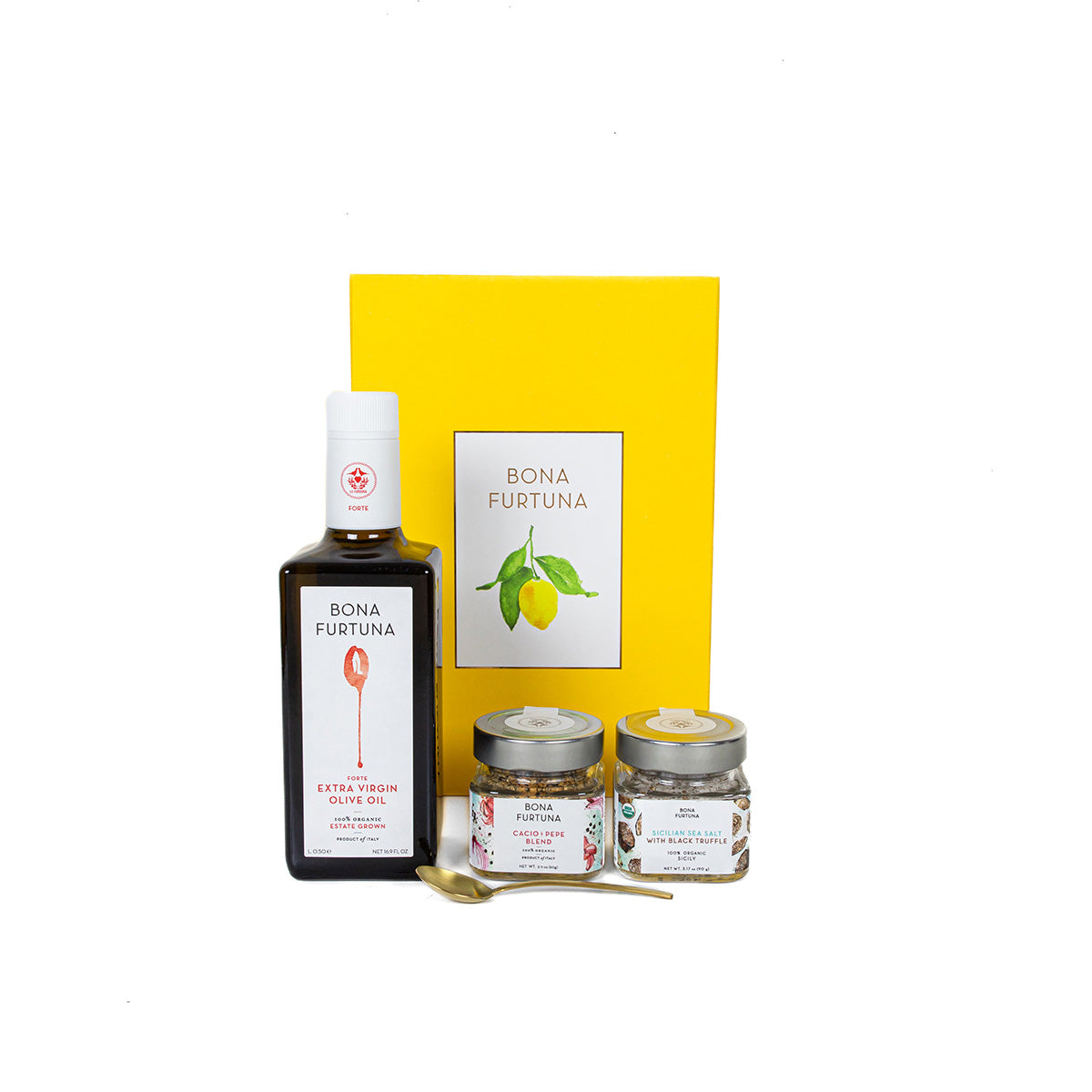 Bona Furtuna La Trattoria - Italian Gift Set with Extra Virgin Olive Oil, Seasonings and Seasoning Spoon  - sustainable gift giving