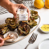 Bona Furtuna Sicilian Sea Salt with Black Truffle with Roasted Artichoke - Fancy salt with black truffles