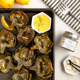 Bona Furtuna Sicilian Sea Salt with Black Truffle on Roasted Artichoke - Sicilian Black Truffle Sea Salt italian