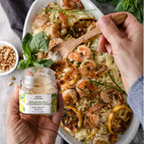 Bona Furtuna Sicilian Sea Salt and Lemon on Shrimp Dish - Lemon Sea Salt Seasoning - best flaky salt