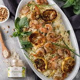 Bona Furtuna Sicilian Finish Salt with Organic Lemon with Shrimp Dish - Sicilian lemon flake sea salt