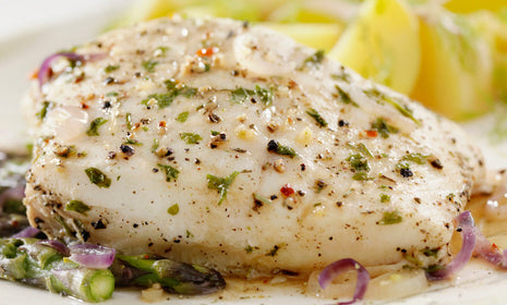 Olive Oil poached halibut