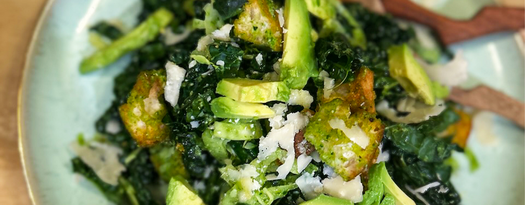 Green goddess kale caesar salad: the perfect date night salad