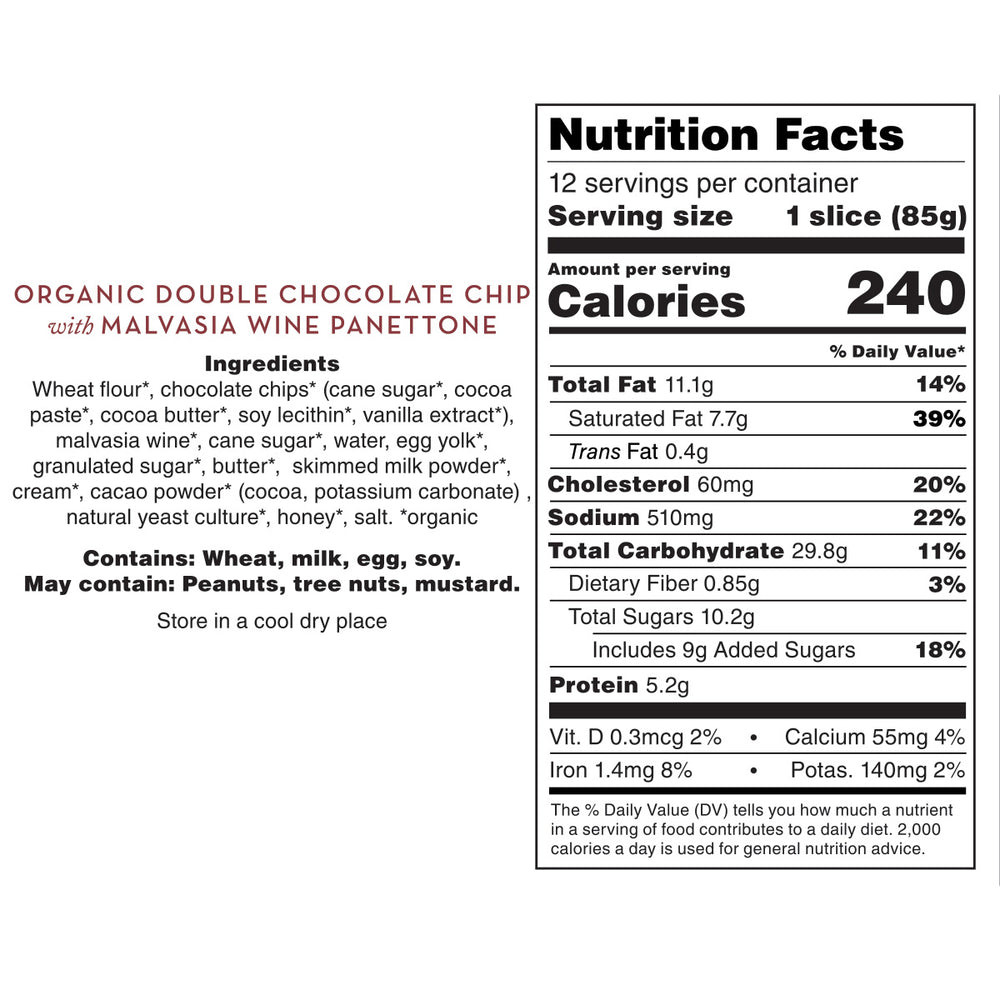 Organic Chocolate panettone from italy - christmas panettone bread nutrition facts