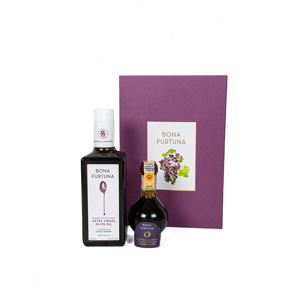 Bona Furtuna Romeo and Juliet - Heritage Blend Gourmet Olive Oil and DOP 12-Year Balsamic Vinegar Gift Set