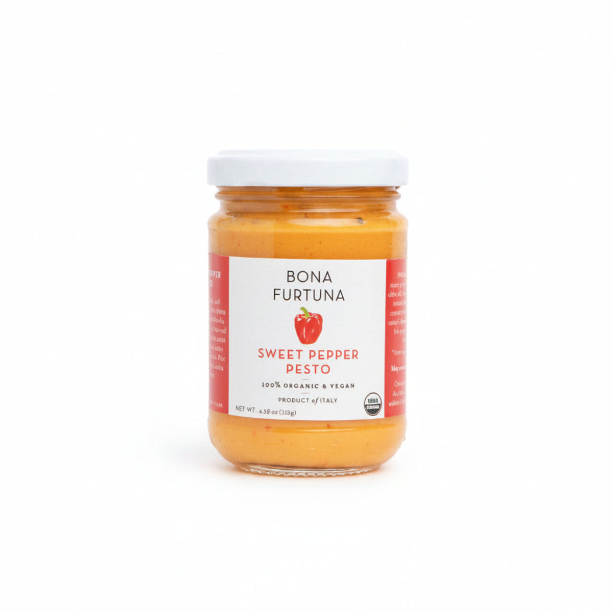 Bona Furtuna Sweet Pepper Pesto - Sicilian Organic Vegan D'Asti Rosso Pesto