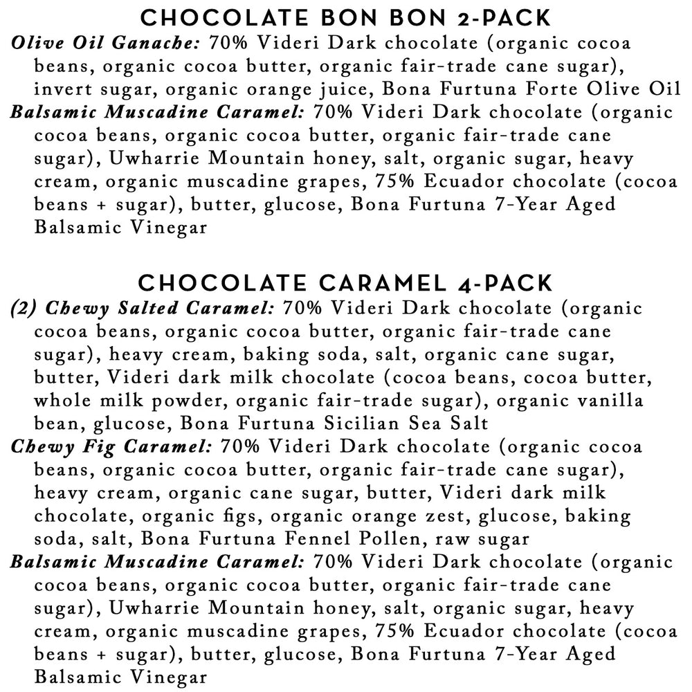 Chocolate Bonbon ingredient list - bonbon chocolates