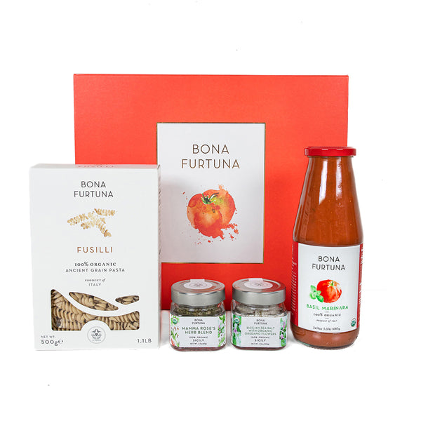 Bona Furtuna Sicilian Summer - Organic Italian Pasta Gift Basket - pasta gift baskets