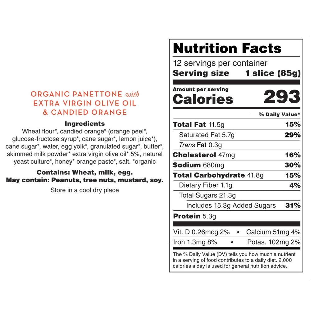 Blood Orange & Olive Oil Italian Holiday Bread - nutrition facts for panettone