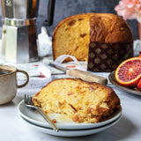 Bona Furtuna Organic Panettone from Italy - Blood Orange Panettone sliced with coffee