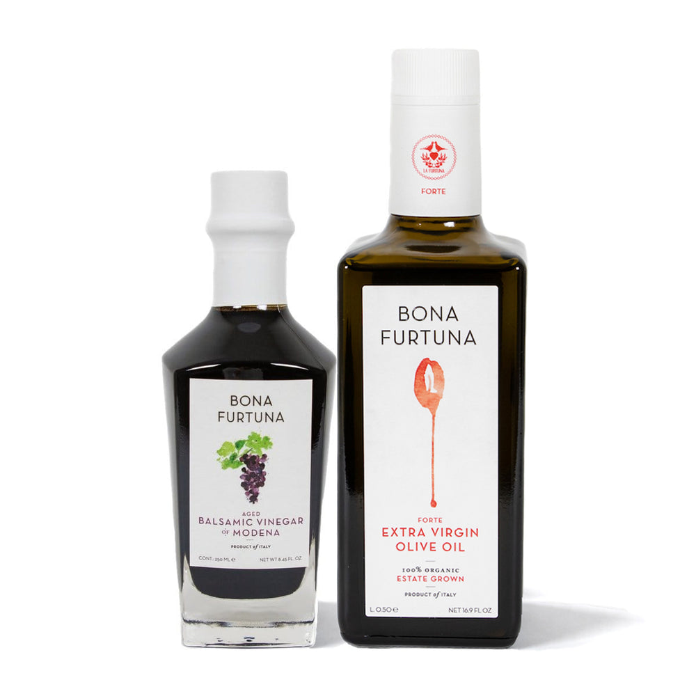 Bona Furtuna Renzo e Lucia Olive Oil and Vinegar Gift Set - Forte EVOO and Aged Balsamic Vinegar